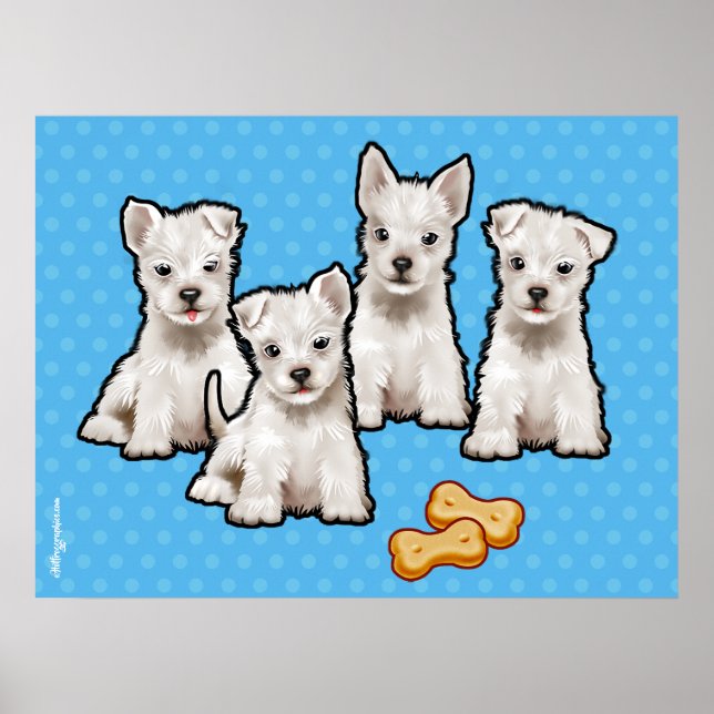 Poster de chiots mignons avec design de 4 chiots (Devant)