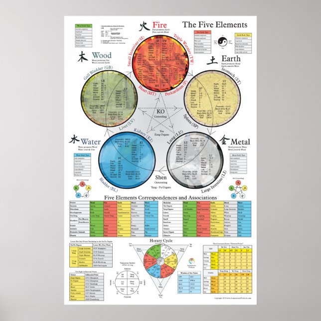 Poster de cinq éléments Acupuncture (Devant)
