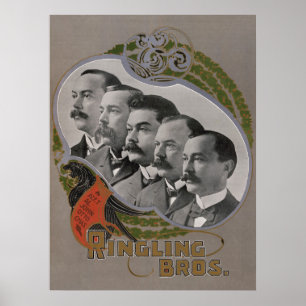 Poster De Cirque vintage Des Cinq Frères