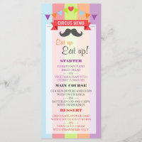 Poster de cirque vintage Menu d'anniversaire pour