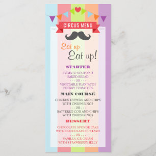 Poster de cirque vintage Menu d'anniversaire pour