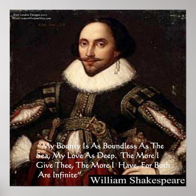 Poster de citation d'amour Shakespeare "Love Infin (Devant)