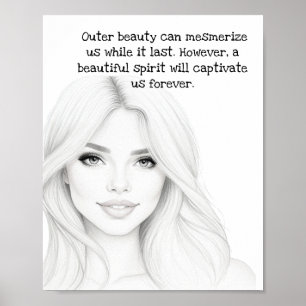 Poster de citation de beauté Glamor Girl Art