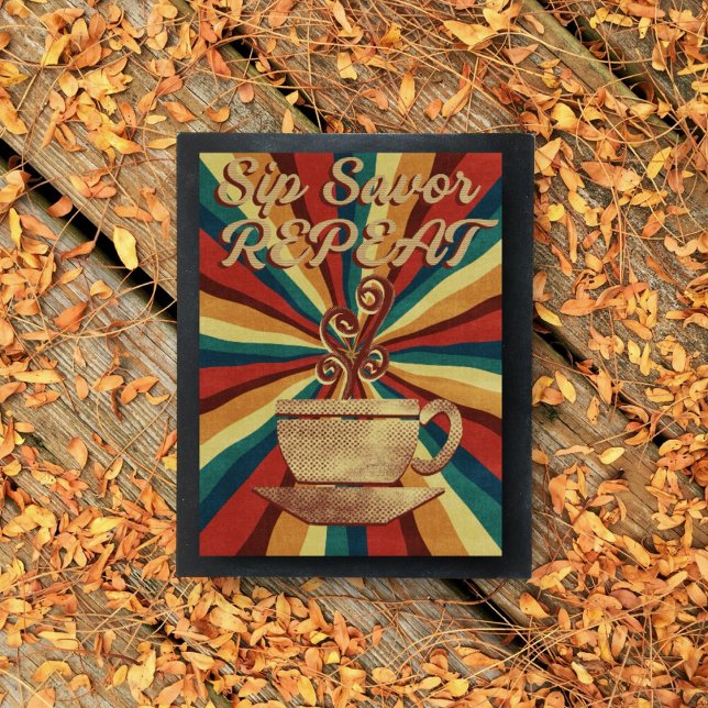 Poster de citation de café rétro - Répéter l'enreg (Créateur téléchargé)