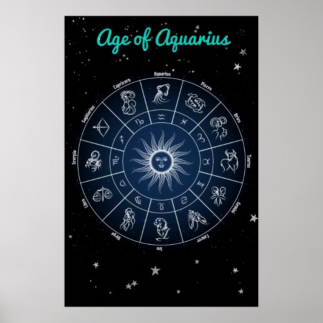 Poster de citation de la roue Zodiac Aquarius (Devant)