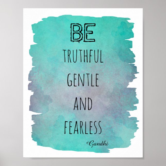 Poster de citation Gandhi bleu turquoise (Devant)