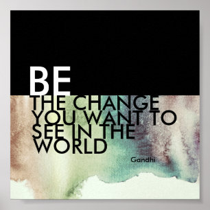 Poster de citation Gandhi être le changement aquar