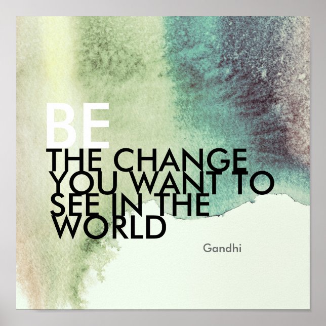Poster de citation Gandhi être le changement aquar (Devant)