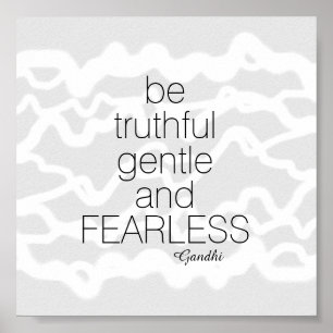 Poster de citation Gandhi sans peur gris et blanc