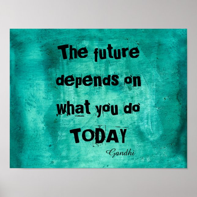 poster de citation Gandhi turquoise bleu (Devant)