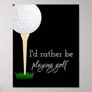 poster de citation pour golfeurs noir et blanc