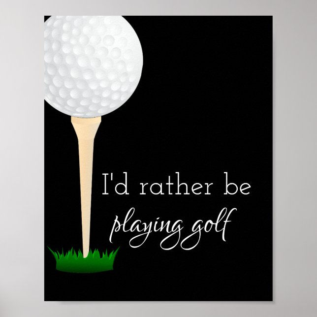 poster de citation pour golfeurs noir et blanc (Devant)