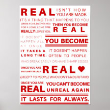 Poster de citation réelle Velveteen Rabbit (Rouge)