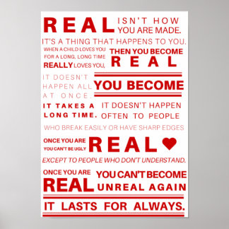 Poster de citation réelle Velveteen Rabbit (Rouge)