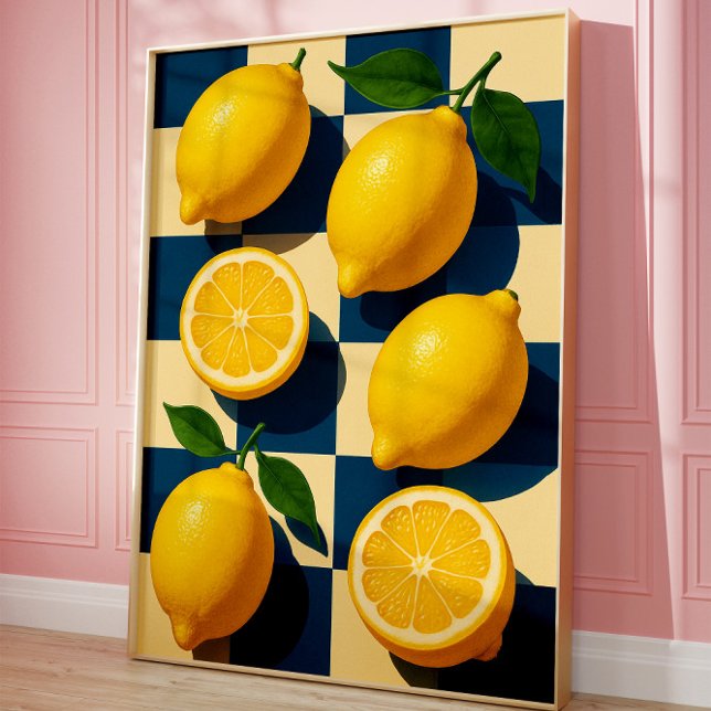 Poster de citron, Vibrant Retro Cuisine Décor Mur (Lemon art)