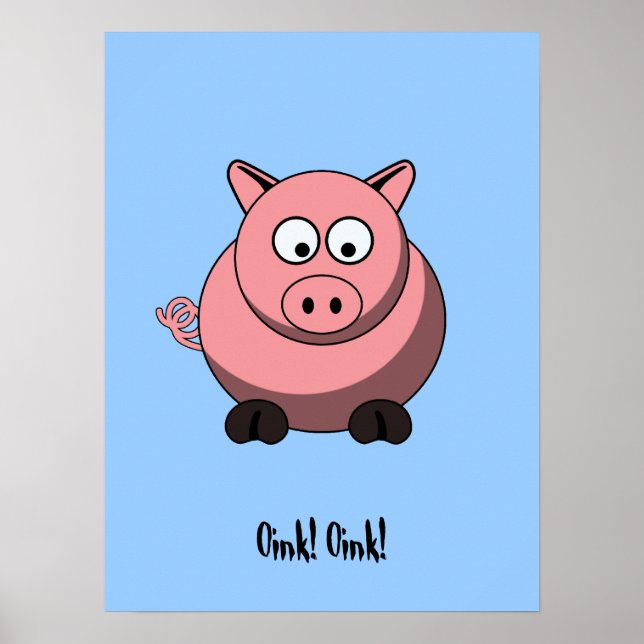 Poster de cochon de dessin (Devant)