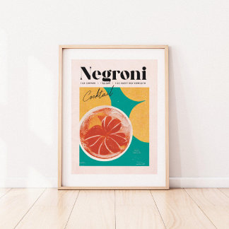 Poster de Cocktail Retro Pink Tropical