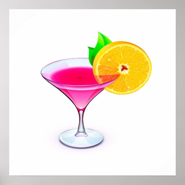 Poster de cocktail rose révisé - SRF (Devant)
