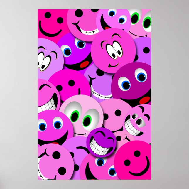 POSTER DE COLLAGE AUX VISAGES PURPLE ET ROSE (Devant)