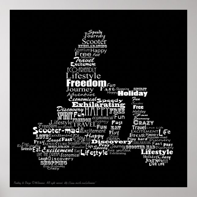 Poster de collage de mot de scooter (Devant)