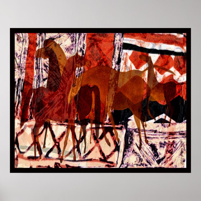 Poster de collage de quatre chevaux (Devant)