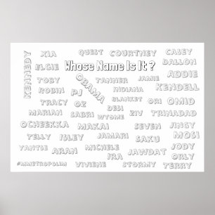 Poster de coloration 36x24 avec noms Unisex