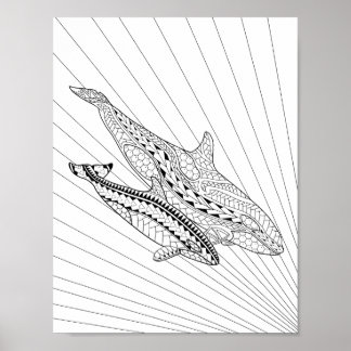Poster De Coloration Orca Et Bébé Adulte