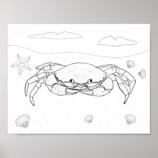 Poster de coloration pour adultes de crabe