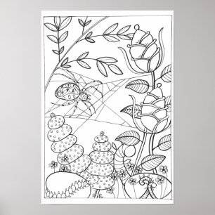 Poster de coloriage 13x19 avec araignée