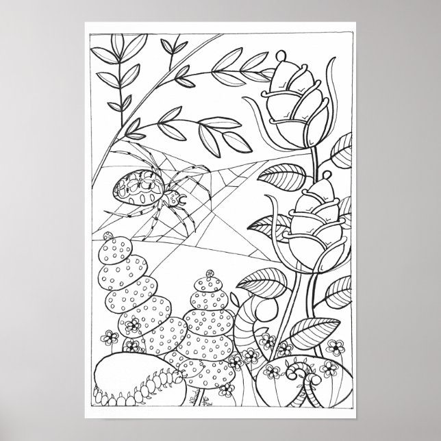 Poster de coloriage 13x19 avec araignée (Devant)