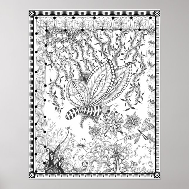 Poster de coloriage "Baisers à papillon de Mme Dee (Devant)