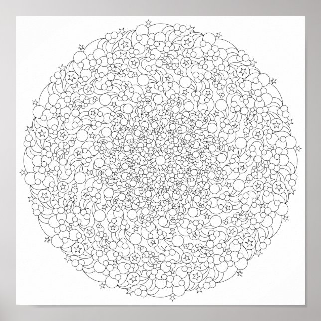 Poster de coloriage - Buble Star Mandala (Devant)