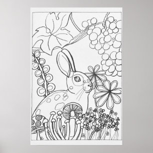 Poster de coloriage de lapin 16 po x 24 po