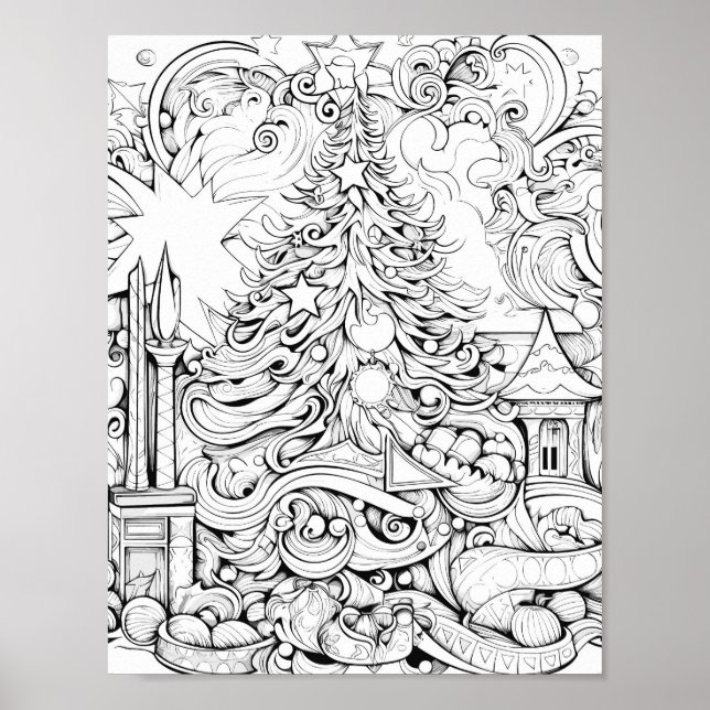 Poster de coloriage de Noël (Devant)