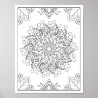 Poster de coloriage du jardin de fleurs Mandala