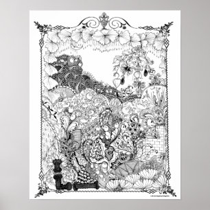 Poster de coloriage pour adultes "Chandelier de fl