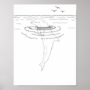 Poster de coloriage pour adultes dauphins