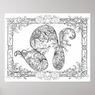 Poster de coloriage pour adultes "Floral Swirls Ar