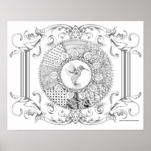 Poster de coloriage pour adultes "I Love Hummingbi