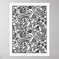 Poster de coloriage pour adultes Jacobean Floral D