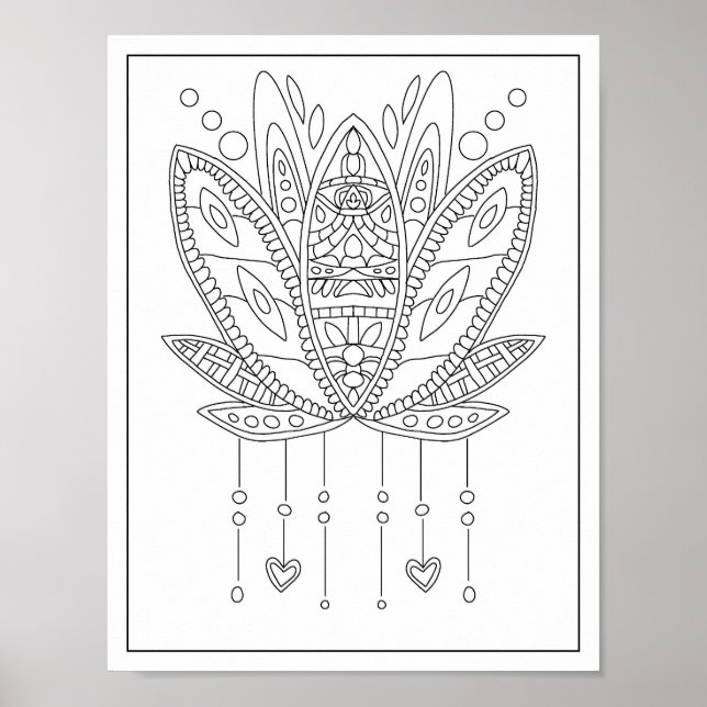 Poster de coloriage pour adultes Lotus Mandala (Devant)