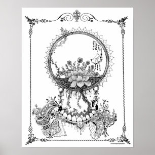 Poster de coloriage pour adultes "Midnight Blooms 