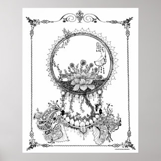 Poster de coloriage pour adultes "Midnight Blooms