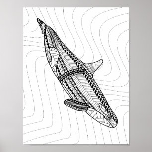 Poster de coloriage pour adultes Orca