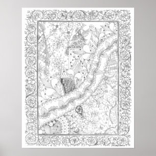 Poster de coloriage pour adultes "Peace, Love & Jo