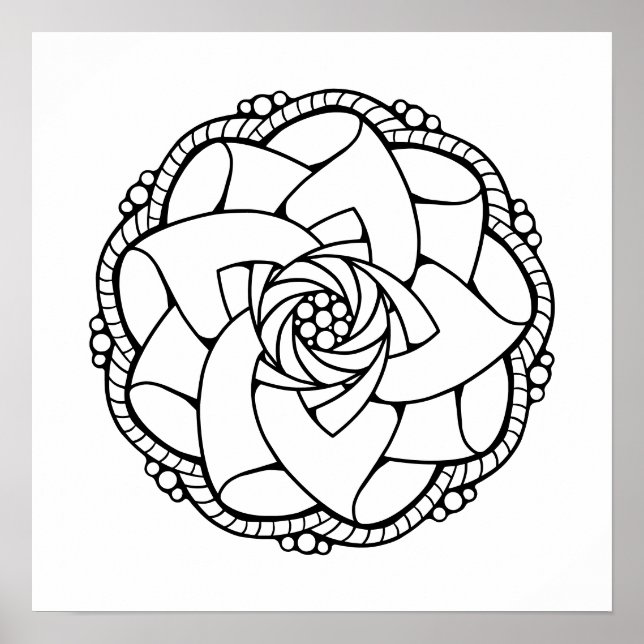 Poster de coloriage unique Mandala pour adultes (Devant)