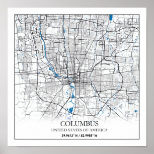 Poster de Columbus Ohio USA Travel City Map