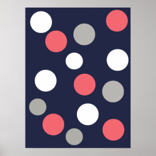 Poster de Coral rose blanc rose Bray Balls Cercles