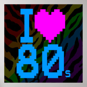 Poster De Corey rétro I amour 80s du tigre 80s