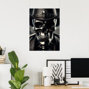 Poster de cow-boy du crâne métallique